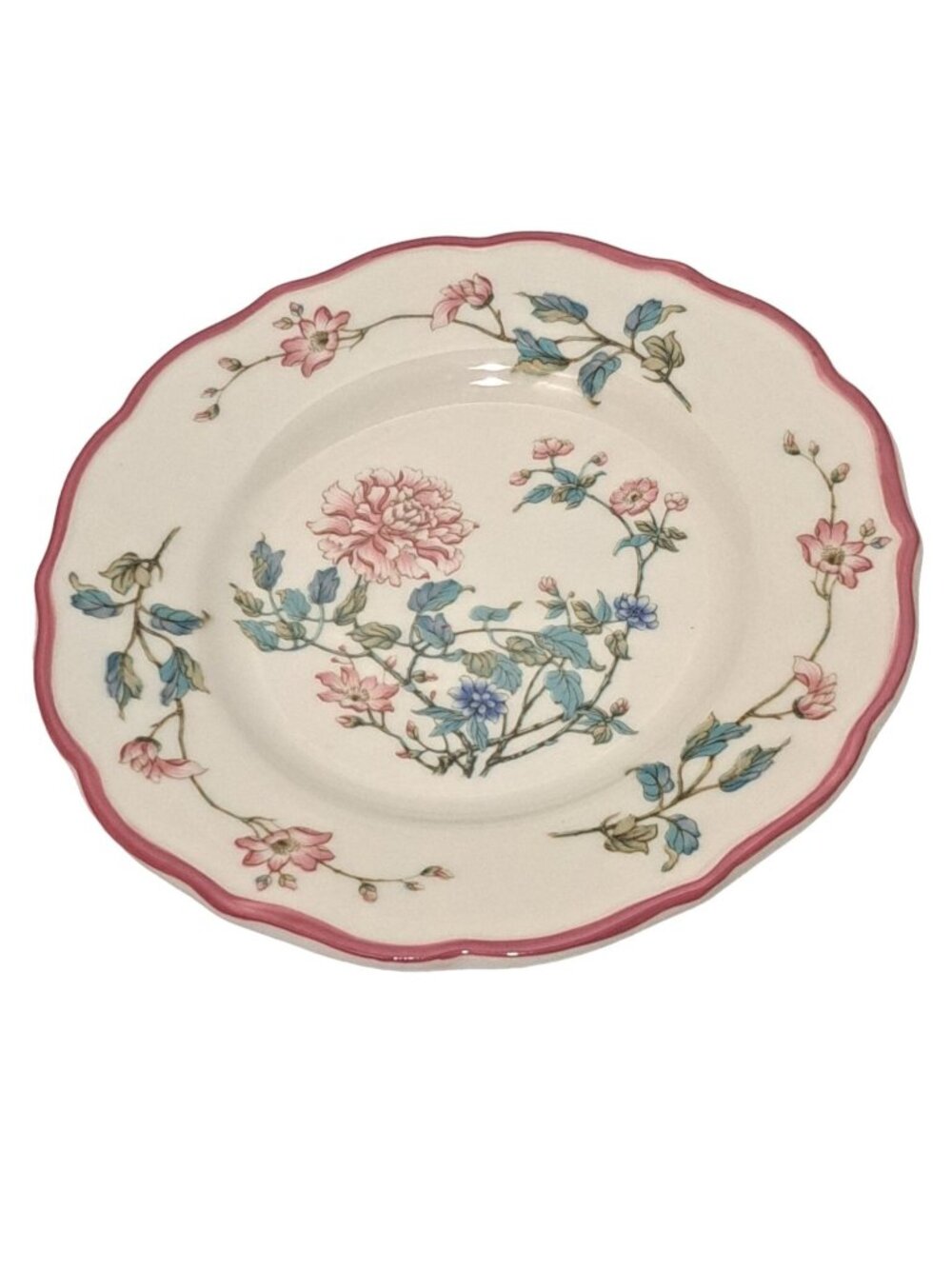 Syracuse China Summerdale Floral Dessert Plate Pink Blue Flowers Scalloped
